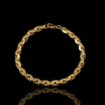 Gold Kaplama Küp Zincir Gümüş Erkek Bileklik Gümüş