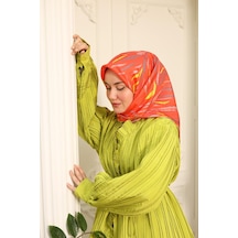 Silk Home Tivil İpek Eşarp Ist11432-18 Parlak Turuncu, Sarı, Vizon, Antrasit Çok Renkli