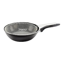Emaye 26cm Cips Kızartma Fritoz Wok Tava siyah
