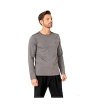 Pierre Cardin 6100 Erkek Gri Uzun Kollu Bisiklet Yaka Pijama Takımı-gri-2xl Çok Renkli