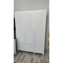 3 Kapaklı Beyaz Panjur Mdf Dolap Şık, Dayanıklı Ve Geniş Depola