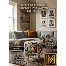 Diday Fride Puf Trend Puf Koltuk Puff Bench Dekoratif Bohem Doğal Gürgen Ayak Amaçlı Bahçe Balkon Çok Renkli