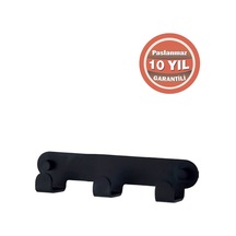 Çelik Banyo Paslanmaz Çelik Paris Mat Siyah 3'lü Askılık Havluluk Banyo Askısı Siyah