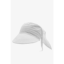 Safari Şapka Bağlamalı Siperli Bandana Plaj Şapkası Beyaz Beyaz
