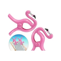 Pembe Flamingo Plaj Havlusu Mandalı, 2&apos Li Set, Güçlü Tutuşlu, Taşınabilir Klips Açık Ahşap