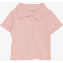 Breeze Kız Çocuk Tişört Crop Çıtçıtlı Fitilli 9-14 Yaş, Somon-somon Somon