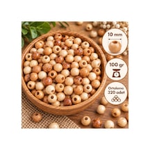 10 Mm Vernikli Ahşap Boncuk 100 Gr Ortalama 320 Adet Doğal Ahşap Delikli Makrome, Takı Ve Hobi Boncuğu - 938372067