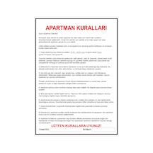 Apartman Kuralları 30x42 Cm Pvc Kaplı Afiş