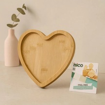 Jenerik Kalp Model Bambu Ahşap Sunum Tepsisi - 20.5 X 19.5 X 1.4 Cm