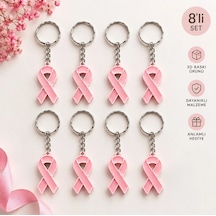Pembe Kurdele Anahtarlık 8'li Set 3d Baskı Farkındalık Anahtarlığı