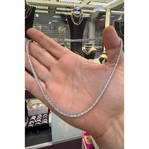 3mm Döküm Su Yolu Pırlanta Modeli 45 Cm Kolye Beyaz