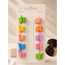 10'lu Set Karışık Renkli Mini Mandal Figürlü Kız Çocuk Saç Tokası - 6 Farklı Seçenek Ab Rengi