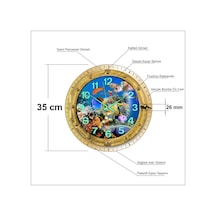 Çocuk Öğrenci Odası 35 Cm Balıklı Bombe Cam Fosforlu Duvar Saati Çok Renkli