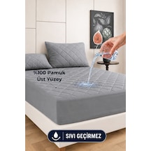 Formeya %100 Pamuk Renkli Kapitone Sıvı Geçirmez Alez Çarşaf - Gri