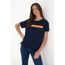 U.S. Polo Assn. Kadın Lacivert Bisiklet Yaka Tişört 50299669-VR033