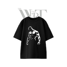 Thewert Vucut Gelistirme 1 Tasarım Baskılı Ünisex Siyah Oversize T-shirt