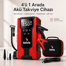 Solvis 4'ü 1 Arada 12v Akıllı Akü Takviye Cihazı, Lastik Şişirme Pompası, Powerbank Ve Led Aydınlatma Çanta Hediyeli