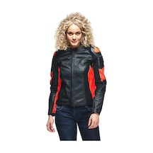 Dainese Racing 4 Kadın Deri Mont Kırmızı - Siyah