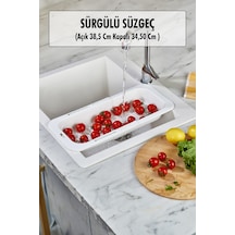 Lavoba İçi Sürgülü Açılır Kapanır Sebze Meyve Süzgeci Beyaz Açık 38,5 Cm Kapalı 34,50 Cm Çok Renkli