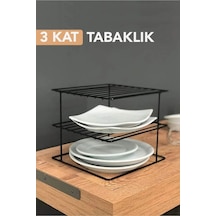 3 Katlı Metal Siyah Tabaklık Düzenleyici Organizer Dolap Içi Raf Metal 25 X 25 Siyah Diğer