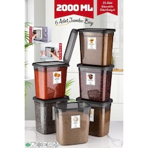 Nandy Home Jumbo Boy Dikdörtgen Saklama Kabı 2000 ML Antrasit 6 Adet Antrasit