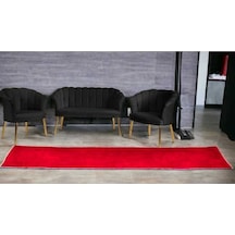 Garden House Siyah Kumaş Metal Gold Ayaklı Papatya Çay Seti Koltuk Takımı Bekleme- Ofis Koltuk Takımı Siyah