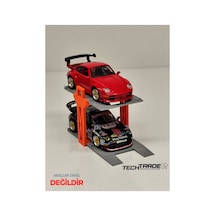 1/64 Ölçek Diorama 2 Araçlık Lift Turuncu-gri