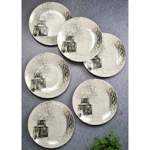 6'li Porselen Mezopotamya Servis Tabağı 23 Cm- Tatlı Pasta Sunum Genel