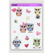 Sevimli Baykuş Sticker Seti - 13 Adet Etiket Çıkartma Diğer