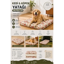 Kedi Köpek Yatağı Süngerli Fermuarlı Yıkanabilir Kılıflı Evcil Hayvan Minderi 60x70x6 Cm-ingiliz Gülü