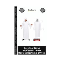 Yetişkin Beyaz Kapüşonlu Cellat Hayalet Kostümü 140 Cm Maskeli Balo Korku Konsepti Kutlama Ürünü Siyah