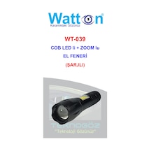 Watton Wt-039 Cob Ve Power Led Li Şarjlı El Feneri (Şarjlı) Siyah