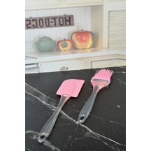 Slikon Yumurta Fırçası Ve Spatula 2'li Set Pembe