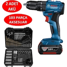 Bosch GSB 185-LI 2 x 2.0 Ah Çift Akülü Darbeli Matkap + 103 Parça V-line Karışık Uç Seti