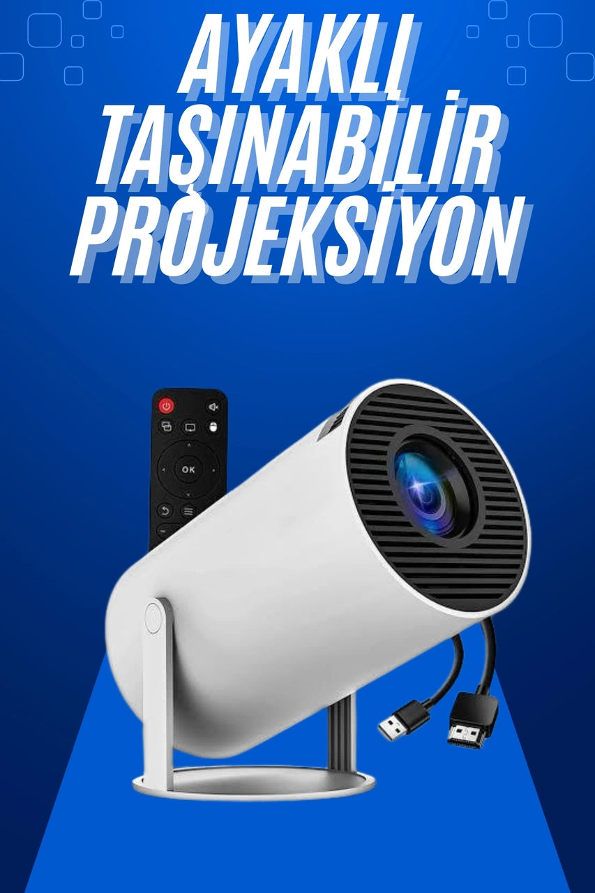 Taşınabilir Projeksiyon Ayaklı Projektör Android Uyumlu Hdmı Girişli Tkdytgsj8k9v0qn2c03