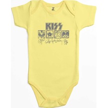 Zepplin Giyim Kiss Logolar Ve İmza Sarı Bebek Body Zıbın