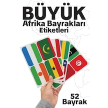 Afrika Ülkeleri Büyük Bayrak Çıkartma Seti 52 Ülke 8,4x6 Cm Sticker Okul Proje Etiketi Çok Renkli