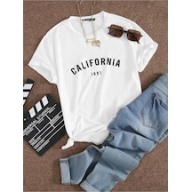 Unisex Beyaz Oversize %100 Pamuk California T-shirt Beyaz