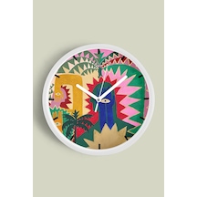 Soyut Tasarım Modern Duvar Saati - 25cm - Önü Camlı Beyaz Kasa - Sessiz Mekanizma-jh0128 Beyaz