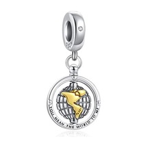 Nur Silver You Mean The World To Me Yazılı Dönen Dünya Gümüş Charm Nur-bl01147