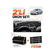 E-biz Nissan Almera Kapaklı 2000-2006 Uyumlu Torpido Örtüsü + Tay Tüyü Çanta - Siyah-bej - Nı001