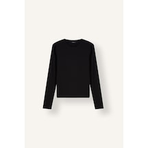 Defacto Slim Fit Bisiklet Yaka Fitilli Kaşkorse Uzun Kollu Basic Tişört I4450ax26aubk81 Siyah-bk81