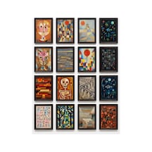 Paul Klee Tabloları 16'lı Sticker Seti Laptop Defter Planlayıcı Etiket Çok Renkli