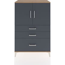 Hyperion Dolap 2 Raflı 3 Çekmeceli 2 Kapaklı 88x44x134 Çam-antrasit Atlas Çam