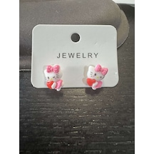 Hello Kitty Çocuk Kalp Temalı Küpe Çok Renkli