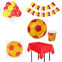 16 Kişilik Sarı Kırmızı Fulbol Taraftar Doğum Günü Süsleri +3