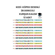 Kedi-köpek Desenli 2b Dereceli Kurşun Kalem 12 Adet Adel 12 Adet