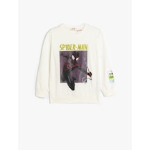 Koton Örümcek Adam Sweatshirt Baskılı Lisanslı Uzun Kollu Pamuklu Ekru 5wkb10462tk Ekru