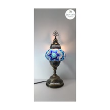 El Yapımı Otantik Mozaik Masa Lambası Yüksek Boy Lacivert - 820076288 Lacivert