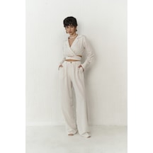 Mai Collection Mai Studios Co. Estila Bej Crop Pantolon Takım Bej
